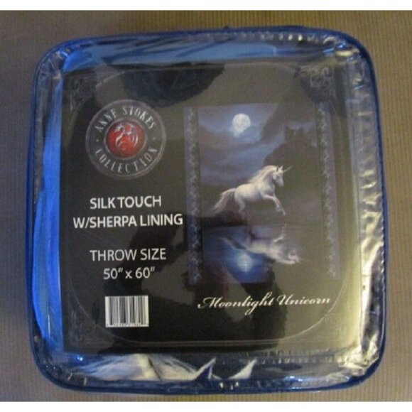 New Anne Stokes Moonlight Unicorn Plush Fleece Throw Gift Blanket Sherpa WARM - Picture 6 of 6